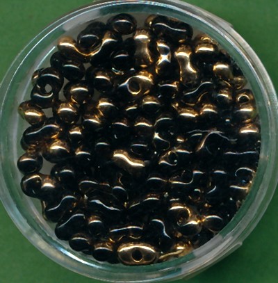 9644324 Farfalle Perlen 6,5x3,2mm echt gold-schwarz 10g