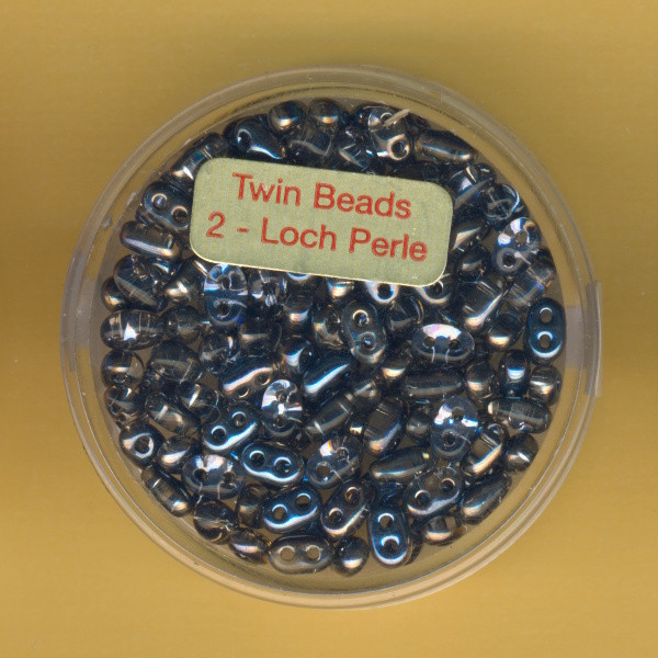 9671-05104 Glasperlen Twin Beads 2,5x5mm metallic blau bronce 8g