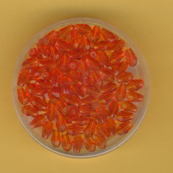 31552 Glasschliffperlen Tropfen 3x5mm transparent orange 100 Stück
