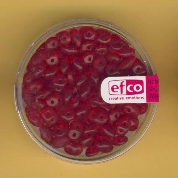 1020928 Glasperlen Superduo 4x2mm rot transparent 10g