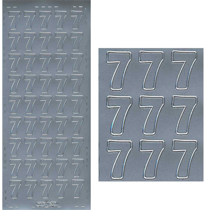 pu544s Sticker Ziffer 7 20mm silber