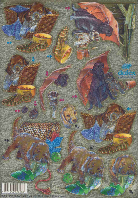 759935 Dufex 3D Stanzbogen Metallgravur Spielende Hundebabys