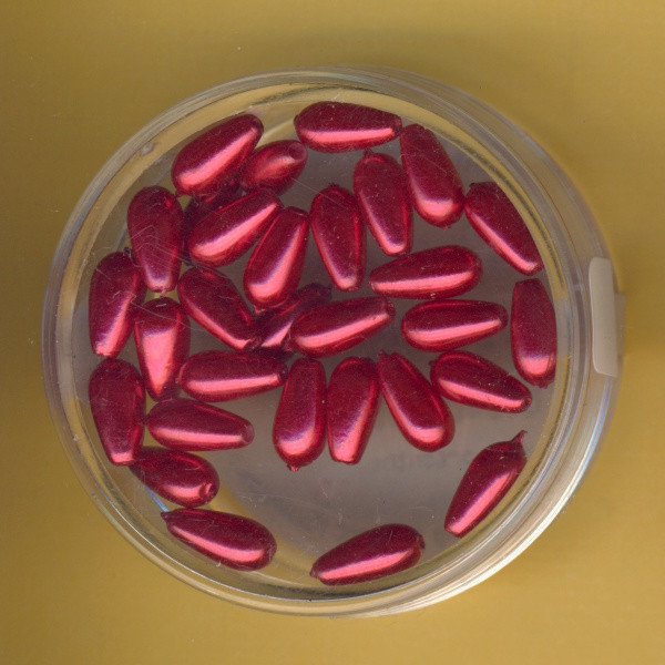 0704-08254 Wachsperlen Tropfen 4x8mm rot 30 Stück