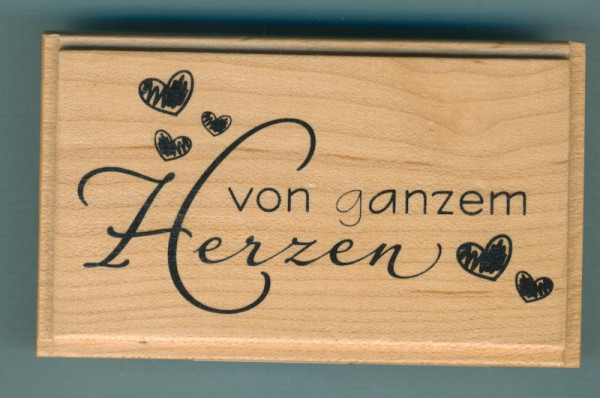 1800309 Holzstempel von ganzem Herzen 8,5x5cm