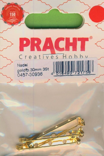 0457-30936 Broschennadel 30mm gold 3 Stück