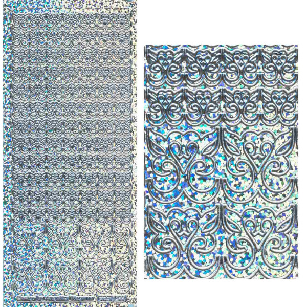 pu244sh Sticker Herzornamente silber hologramm