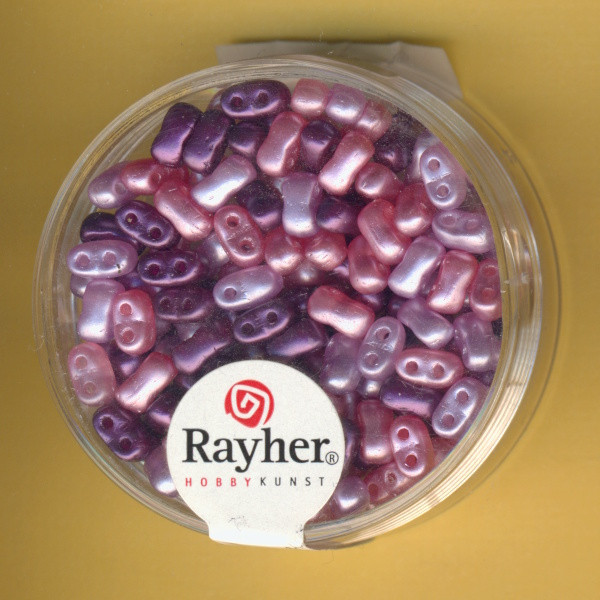 14597000 Doppelloch Rocailles verwachst rosa lila Mix 3x5mm 12g
