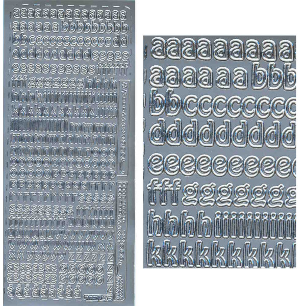 pu075s Sticker Buchstaben klein silber