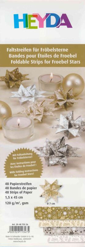 4875526 Faltstreifen für Fröbelsterne Set silber gold