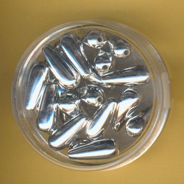 0802-14914 Wachsperlen Tropfen 6x14mm silber 20 Stück