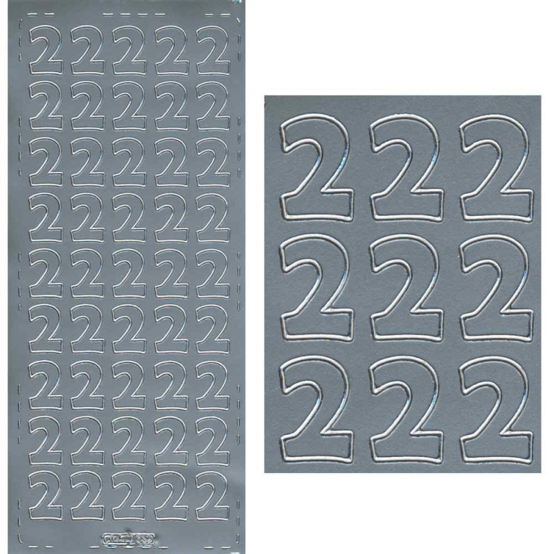 pu539s Sticker Ziffer 2 20mm silber