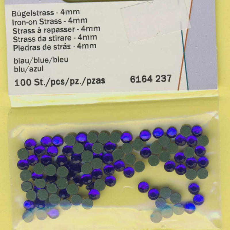 6164237 Bügelstrass 4mm blau 100 Stück