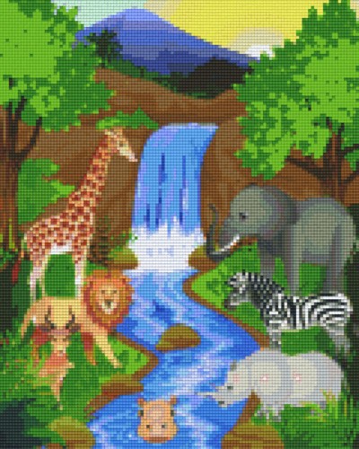 809313_Pixelset-Tiere-am-Wasserfall