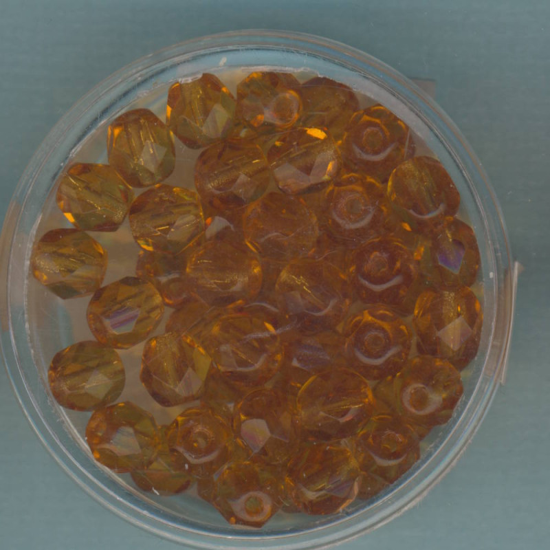 0730-06015 Glasschliffperlen 6mm transparent topas 50 Stück