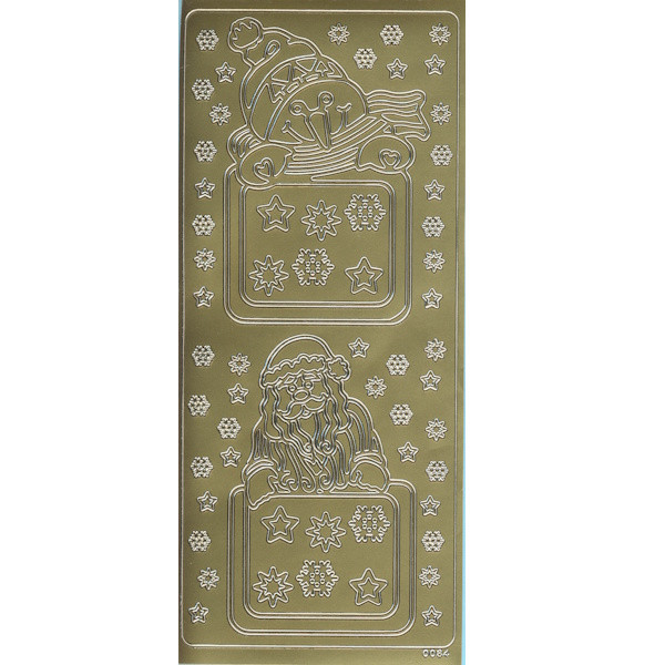 0084g Sticker Schnemann und Weihnachtsmann gold