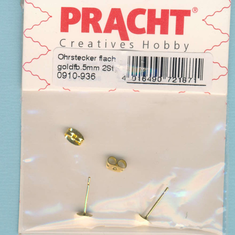 0910-936 Ohrstecker flach 5mm goldfarben 2 Stück