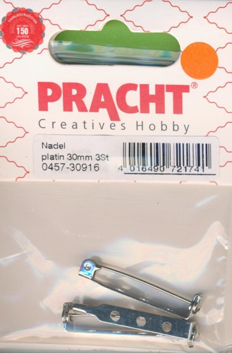 0457-30916 Broschennadel 30mm platin 3 Stück