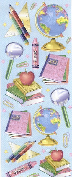 Embossed Glitzer-Sticker Schule