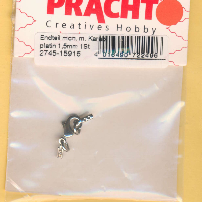 2745-15916 Endteil montiert mit Karabiner 1,5mm platin