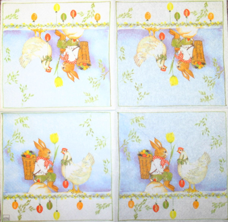 82139_Serviette-Osterhase-sitzend-mit-Hahn