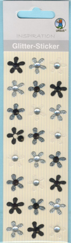 75000009 Glitter Sticker Blüten schwarz