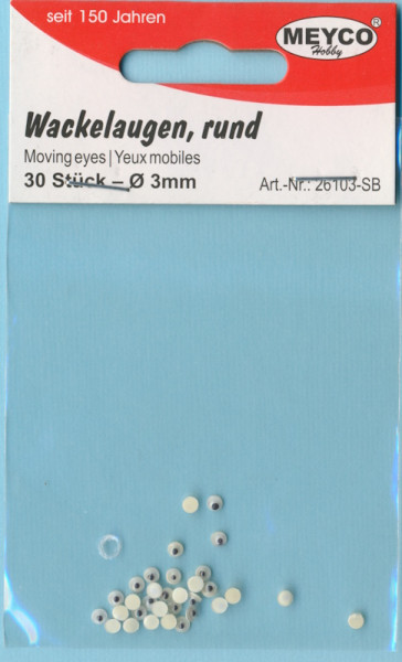 26103sb Wackelaugen rund 3mm 30 Stück