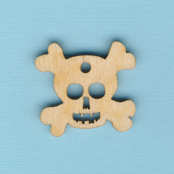 prh7603 Holz Deko Schlüsselanhänger Totenkopf 3cm