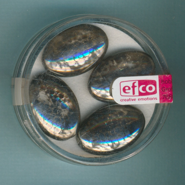 2132406 Glasperlen Vitrail oval 20x14mm silber marmor 4 Stück