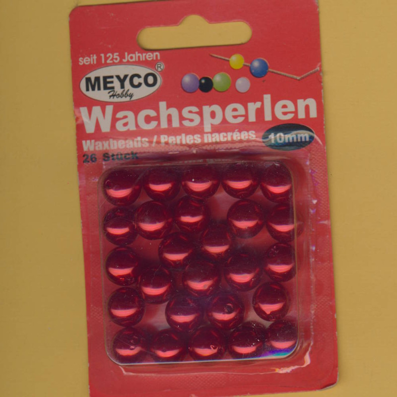 110-08 Wachsperlen 10mm rot 26 Stück