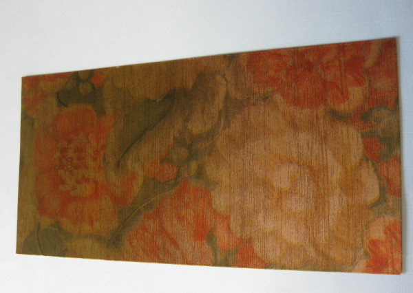 0961 Wachsplatte 20x10cm Blumenmuster rot-braun