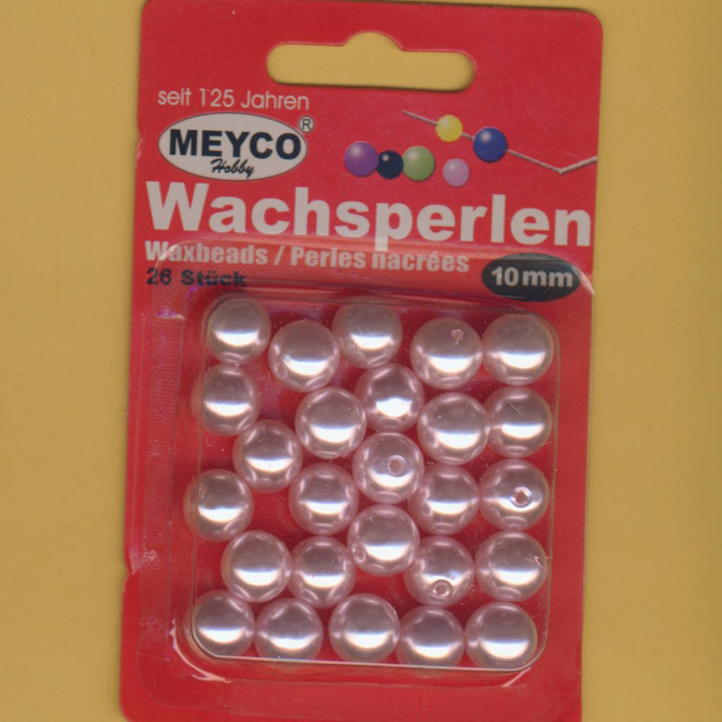 110-05 Wachsperlen 10mm hellrosa 26 Stück