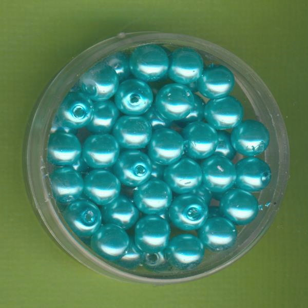 11148 Glaswachsperlen 6mm helltürkis 55 Stück