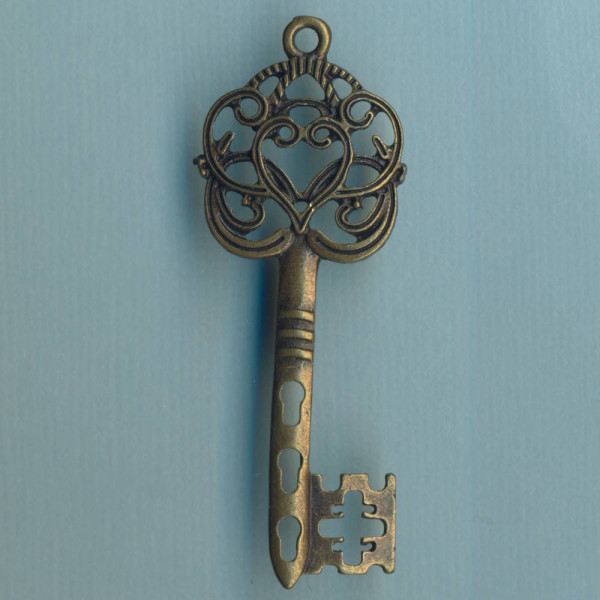 4543-27931 Metall Anhänger Schlüssel 60mm gold antik