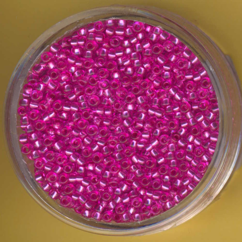 9351-114 Rocailles 2mm fuchsia Silbereinzug 17g