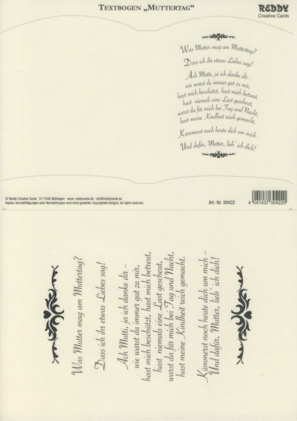 30422 Transparentpapier Bookatrix Textbogen Muttertag
