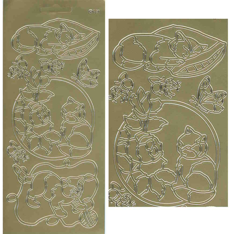 cl530g Sticker Katzen 2 gold