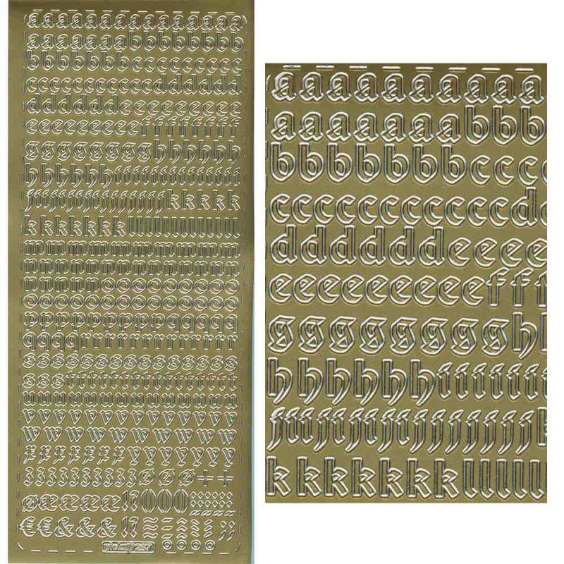 pu287g Sticker Buchstaben klein 5 bis 8mm gold