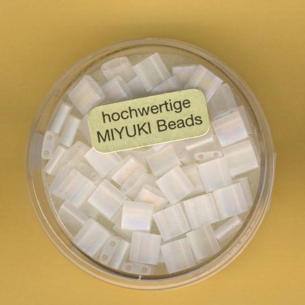 9666-124 Miyuki Tila Beads 5x5mm transparent rainbow matt 6g