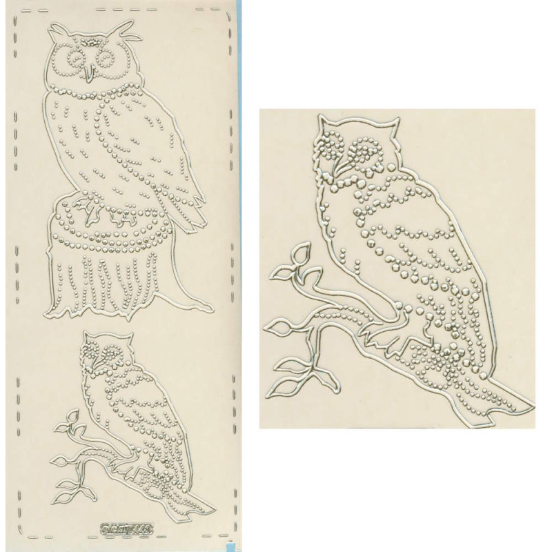 pu441g Sticker Eule gold transparent
