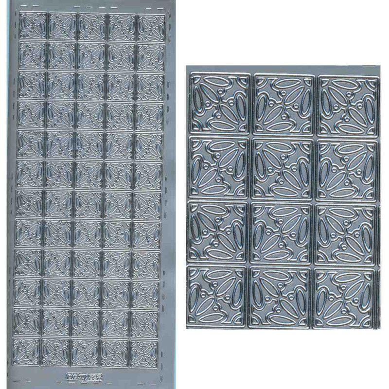 pu398s Sticker Blumenquadrat silber