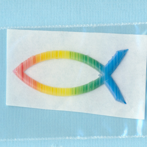 705301501 Wachsdekor Fisch 40x18mm regenbogen