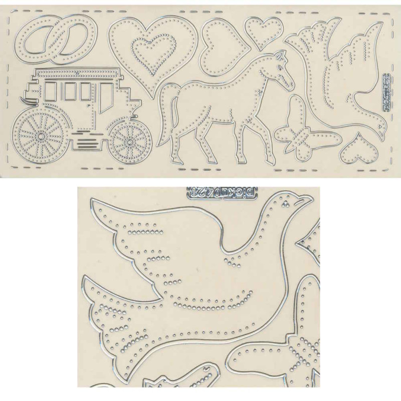 pu428s Sticker Hochzeit 5 silber transparent