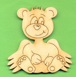 Holz-Deko Teddy sitzend mit Flügel 6cm