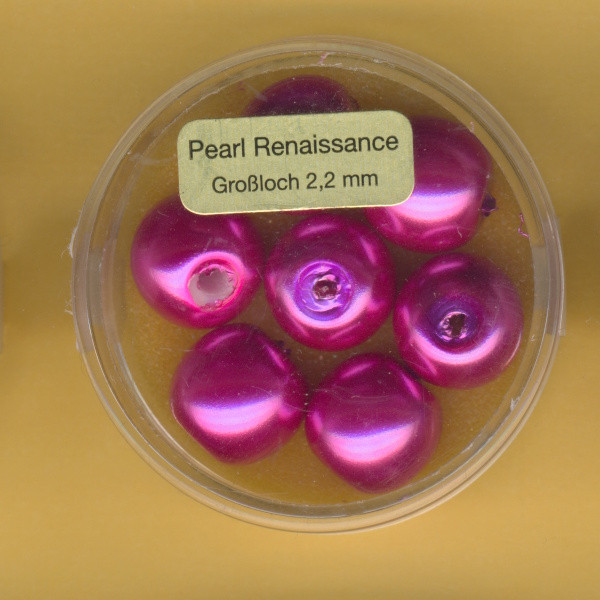 0790-12454 Großloch Glaswachsperlen 12mm pink 7 Stück