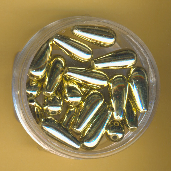 0802-14934 Wachsperlen Tropfen 6x14mm gold 20 Stück