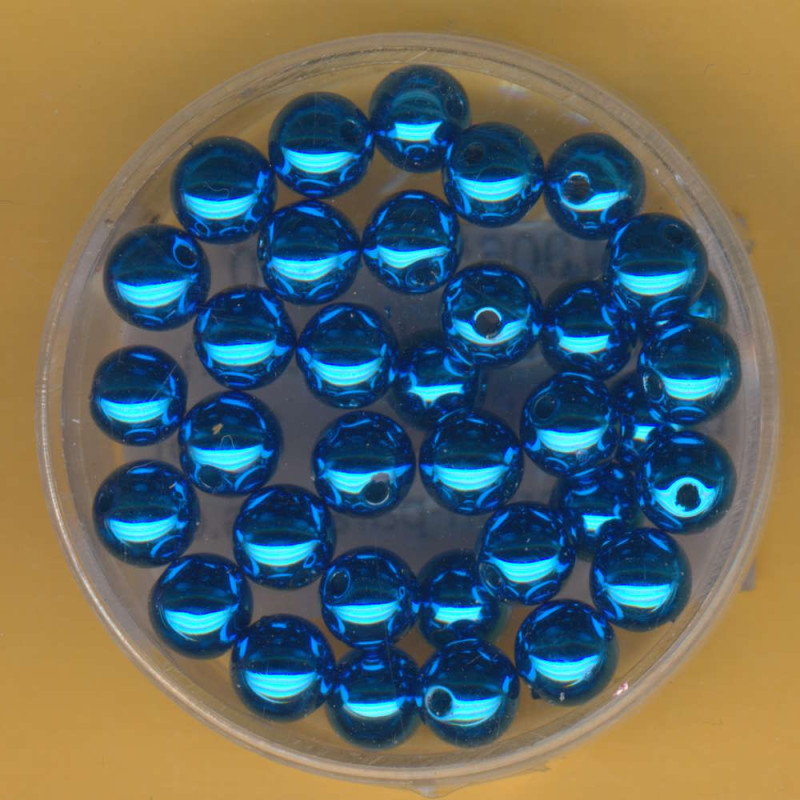 0710-06534 Wachsperlen 6mm blau metallic 35 Stück