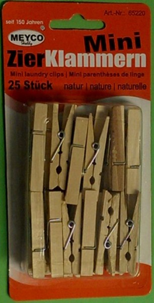 65220 Mini Wäscheklammern Holz natur 45mm
