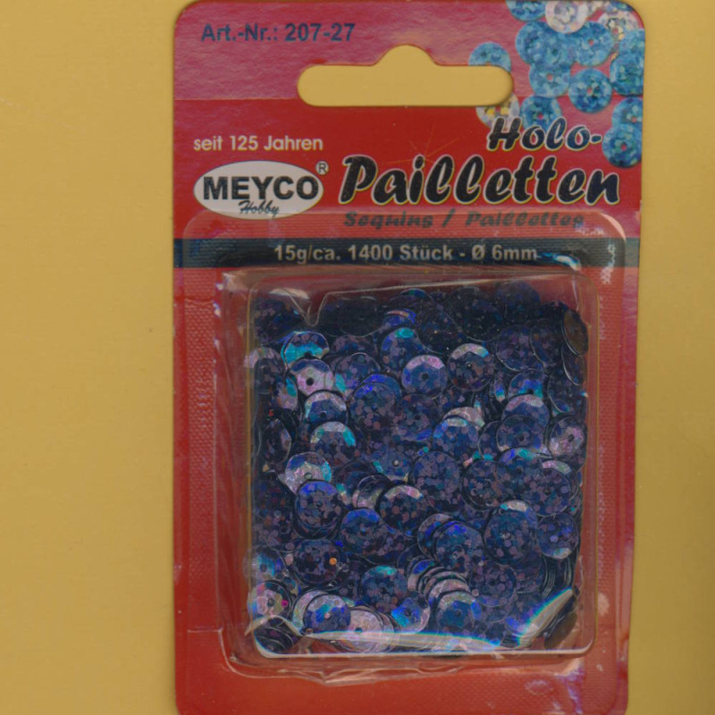 20727 Pailletten gewölbt 6mm hologramm schwarz 15g