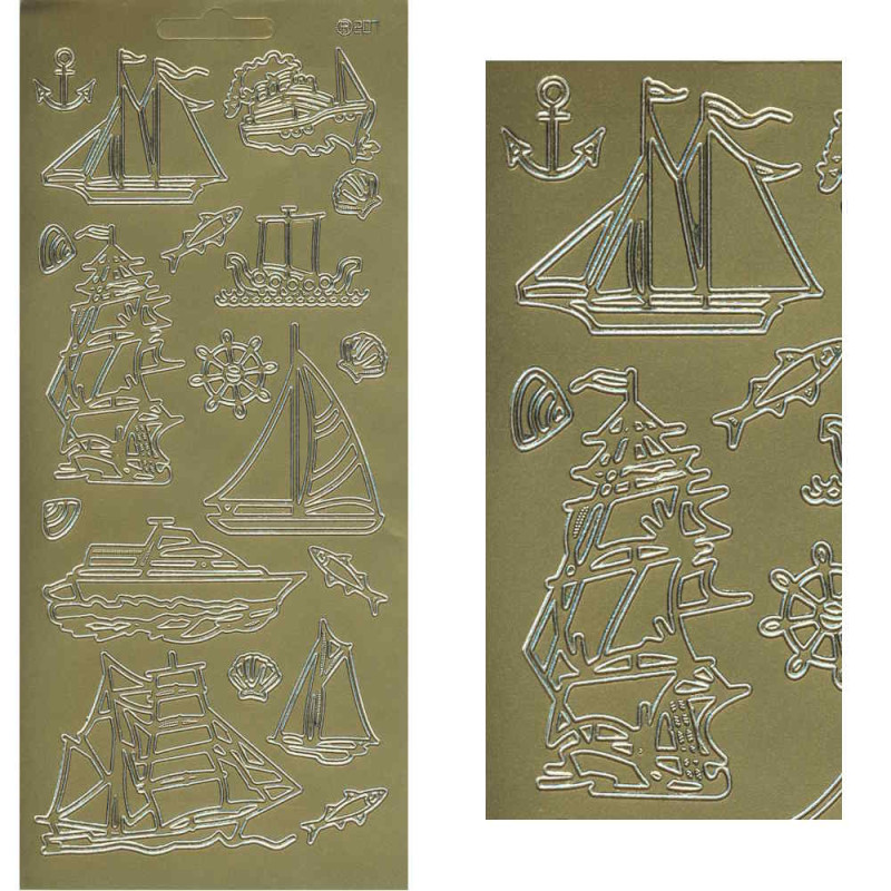 cl207g Sticker Segelschiff 2 gold