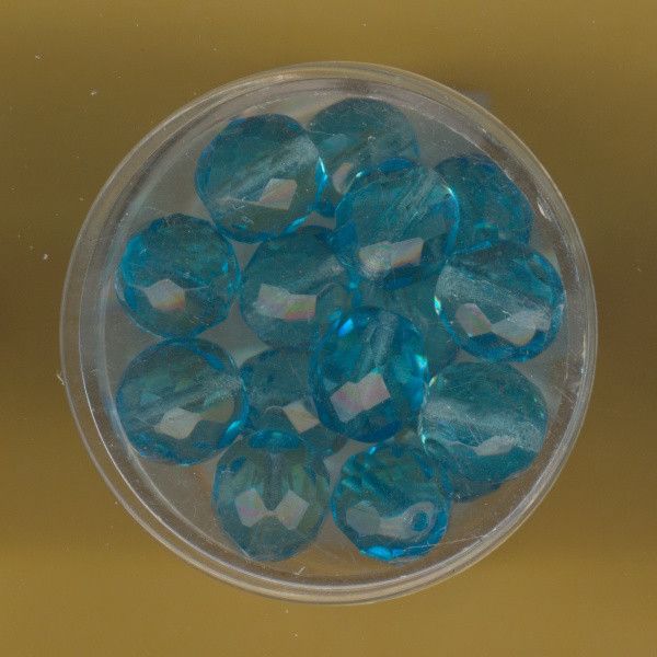 0730-10185 Glasschliffperlen 10mm transparent aqua 15 Stück